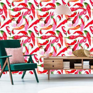 Papier Peint Pour La Cuisine - Piments Peints À L'aquarelle – Image 6