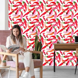 Papier Peint Pour La Cuisine - Piments Peints À L'aquarelle – Image 7