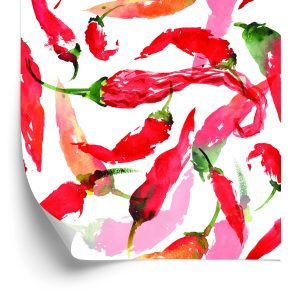 Papier Peint Pour La Cuisine - Piments Peints À L'aquarelle – Image 2