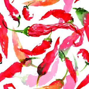 Papier Peint Pour La Cuisine - Piments Peints À L'aquarelle – Image 1