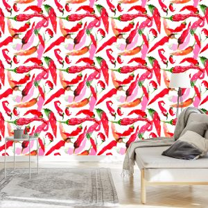 Papier Peint Pour La Cuisine - Piments Peints À L'aquarelle – Image 3