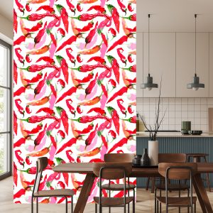 Papier Peint Pour La Cuisine - Piments Peints À L'aquarelle – Image 4