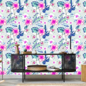 Papier Peint Fleurs Et Feuilles Exotiques – Image 5