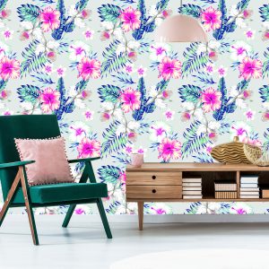 Papier Peint Fleurs Et Feuilles Exotiques – Image 6