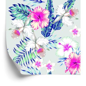 Papier Peint Fleurs Et Feuilles Exotiques – Image 2
