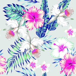 Papier Peint Fleurs Et Feuilles Exotiques – Image 1