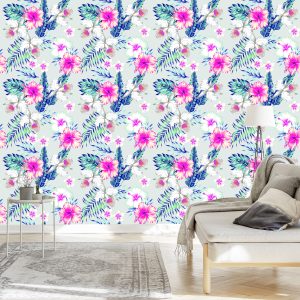 Papier Peint Fleurs Et Feuilles Exotiques – Image 3