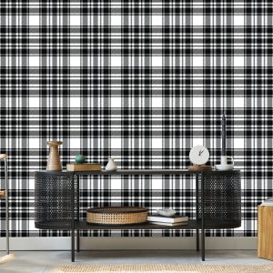 Papier Peint Plaid Écossais Noir Et Blanc – Image 5