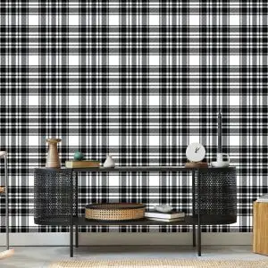 Papier Peint Plaid Écossais Noir Et Blanc – Image 5