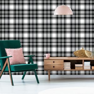 Papier Peint Plaid Écossais Noir Et Blanc – Image 6