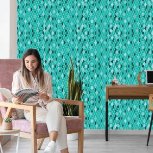 Papier Peint Diamants Turquoises Modernes – Image 7