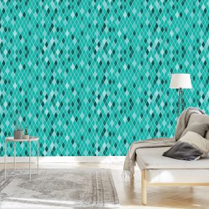 Papier Peint Diamants Turquoises Modernes – Image 3