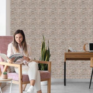 Papier Peint Vieilles Dalles De Mur De Briques Avec Effet 3D – Image 7