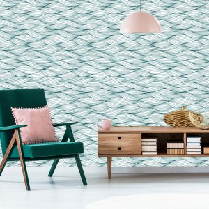 Papier Peint Rétro - Vagues Irrégulières Sur Fond Blanc – Image 6