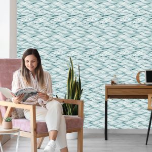 Papier Peint Rétro - Vagues Irrégulières Sur Fond Blanc – Image 7