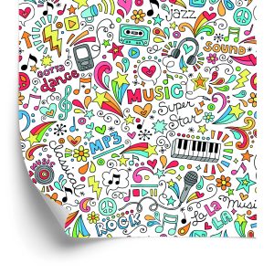 Papier Peint Pour Les Enfants - Motif Musical Coloré – Image 2