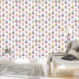 Papier Peint Pour La Cuisine-Muffins Colorés – Image 3