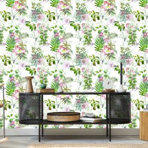 Papier Peint Feuilles Et Fleurs Aquarelles – Image 5