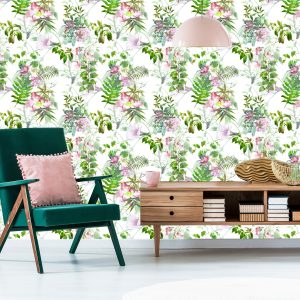 Papier Peint Feuilles Et Fleurs Aquarelles – Image 6