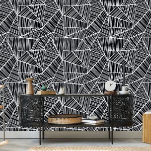 Papier Peint Motifs Géométriques Noirs Et Blancs – Image 5
