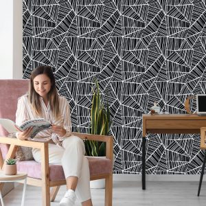 Papier Peint Motifs Géométriques Noirs Et Blancs – Image 7