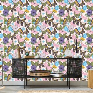 Papier Peint Pour Les Enfants - Papillons Parmi Les Fleurs – Image 5