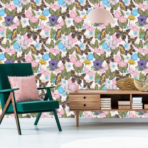 Papier Peint Pour Les Enfants - Papillons Parmi Les Fleurs – Image 6