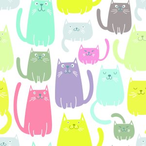 Papier Peint Pour Les Enfants - Chats Heureux Colorés – Image 1