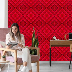 Papier Peint Cuir Matelassé Rouge – Image 7