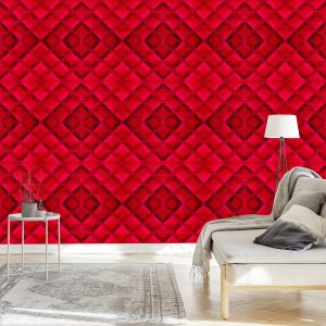 Papier Peint Cuir Matelassé Rouge – Image 3