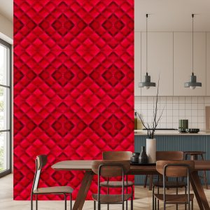 Papier Peint Cuir Matelassé Rouge – Image 4