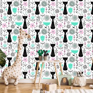 Papier Peint Pour Les Enfants - Chatons Et Plantes – Image 5