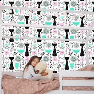 Papier Peint Pour Les Enfants - Chatons Et Plantes – Image 7