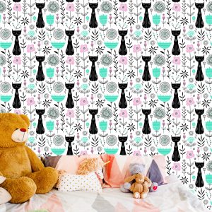 Papier Peint Pour Les Enfants - Chatons Et Plantes – Image 6