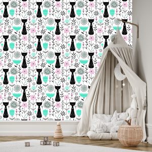 Papier Peint Pour Les Enfants - Chatons Et Plantes – Image 3