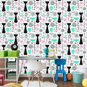 Papier Peint Pour Les Enfants - Chatons Et Plantes – Image 4