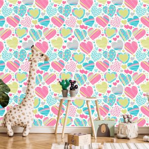 Papier Peint Pour Les Enfants - Beaux Coeurs Colorés – Image 5