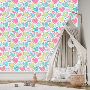 Papier Peint Pour Les Enfants - Beaux Coeurs Colorés – Image 3