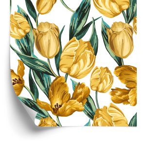 Papier Peint Tulipes Jaunes Sur Fond Blanc – Image 2