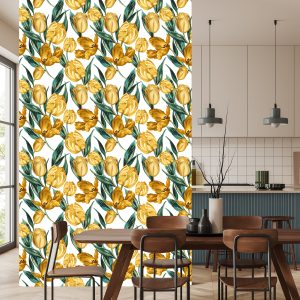 Papier Peint Tulipes Jaunes Sur Fond Blanc – Image 4