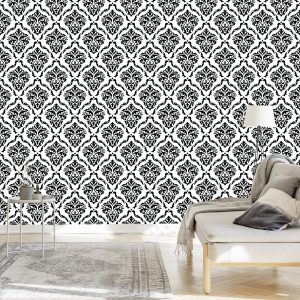 Papier Peint Ornements Classiques En Noir Et Blanc – Image 3