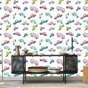 Papier Peint Pour Les Enfants - Voitures Rétro Colorées – Image 5