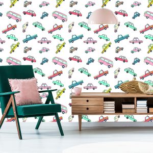 Papier Peint Pour Les Enfants - Voitures Rétro Colorées – Image 6