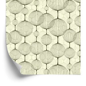 Papier Peint Rétro - Motifs Noirs Abstraits – Image 2