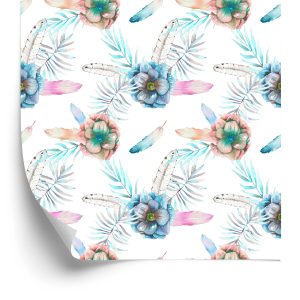 Papier Peint Belles Anémones Et Plumes – Image 2