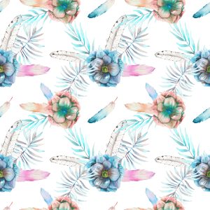 Papier Peint Belles Anémones Et Plumes – Image 1