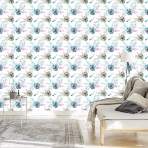 Papier Peint Belles Anémones Et Plumes – Image 3