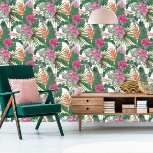 Papier Peint Belles Feuilles Fleurs Exotiques – Image 6