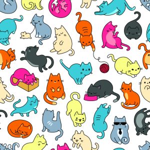 Papier Peint Pour Les Enfants - Chats Colorés Comme Du Dessin Animé – Image 1