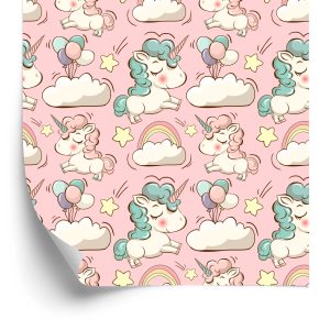 Papier Peint Pour Les Enfants - Licornes, Nuages ​​Et Étoiles – Image 2